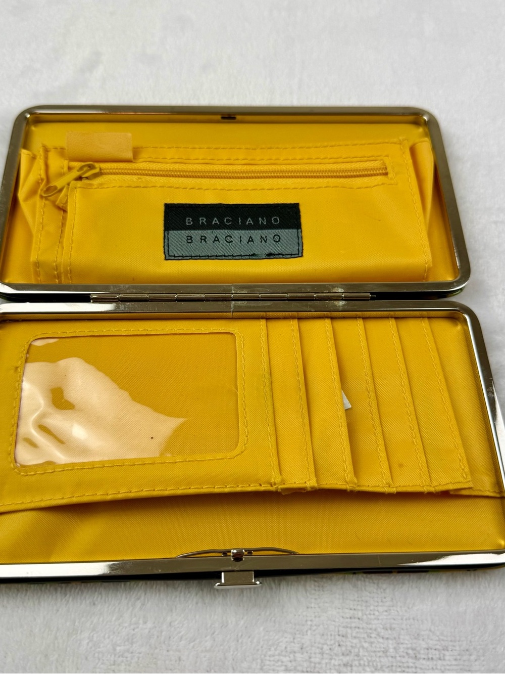 Braciano Yellow Hard Case Metal Frame Foldover Wallet Card Case - Picture 6 of 6